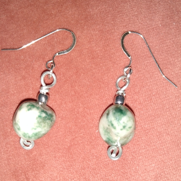 925 Solid Sterling Silver Hooks Moss Tree Agate Earrings Gemstone Handmade New - Picture 5 of 6